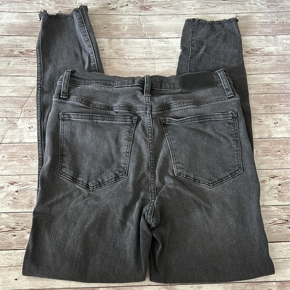Madewell Faded Black Grey Button Fly High Rise Raw Hem Skinny Jeans - Picture 5 of 9